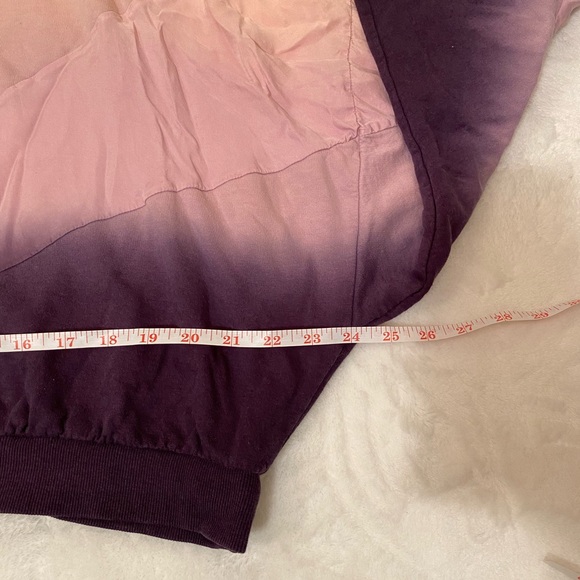 Pink Victoria's Secret Ombré Cropped Slouchy Long Sleeve Quarter Zip Hoodie Sz L - Picture 10 of 10